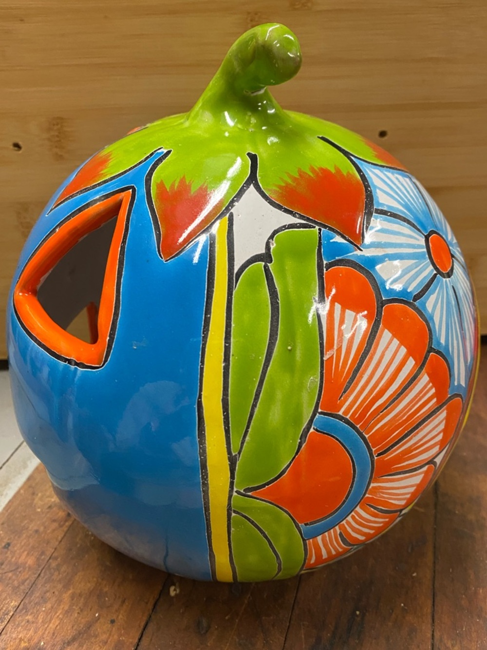 Venegas Hand Made Talavera Jack O’Lantern Pumpkin | Floral Ceramic Pottery - Picture 7 of 13